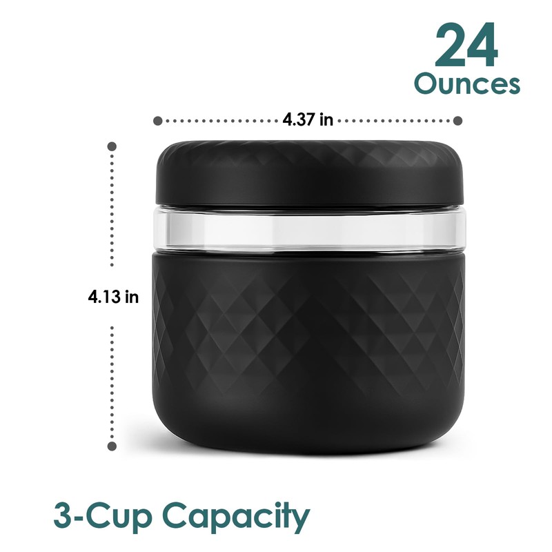 24 oz Glass Lunch Bowl Container with Lid | Leak