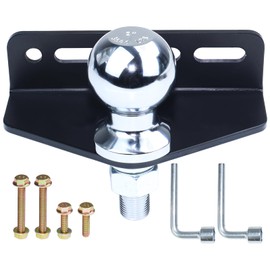 GELASKA Lawn Mower Hitch Kit with Chrome Trailer Hitch Ball, 3/4 x 2 inch Hitch Ball, Garden Tractor Pro Hi Hitch, Garden Tractor Pro Hi Hitch with Mounting Kit and Tool Kit (4 Carriage Bolt, 3 Nuts)