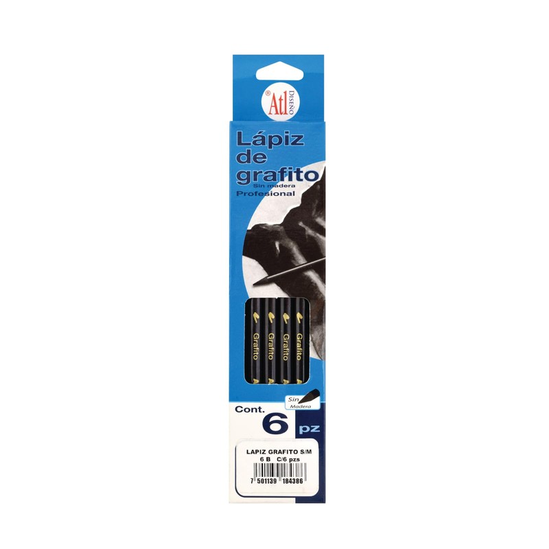 Atl Lapiz Graduado Grafito Sin Madera 6b C/6 Pzas