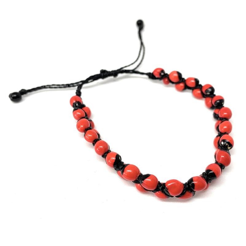 Peruvian Huayruro Seed Bracelet, for good luck. - Color: Black