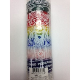 Lucky Indian Spirit 7 Color Silk Screen Candle in Glass (El Indio Poderoso)