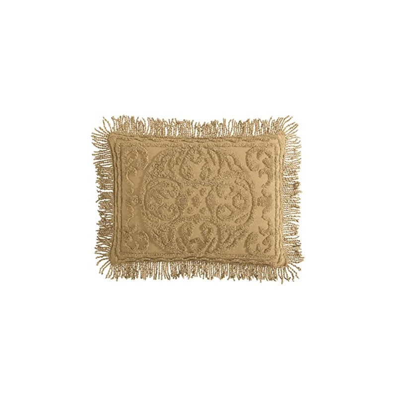 Beatrice Home Fashions Medallion Chenille Bedspread, Standard Sham, Gold