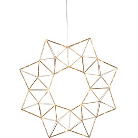 EGLO LED Window Light Wreath Edge, Metal Window Light in Brass, Christmas Wreath Star with Cable, Illuminated Window Decoration, Warm White, Diameter 40 cm