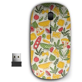 2.4G Ergonomic Portable USB Wireless Mouse for PC, Laptop, Computer, Notebook with Nano Receiver ( Pizza Pasta Fun )