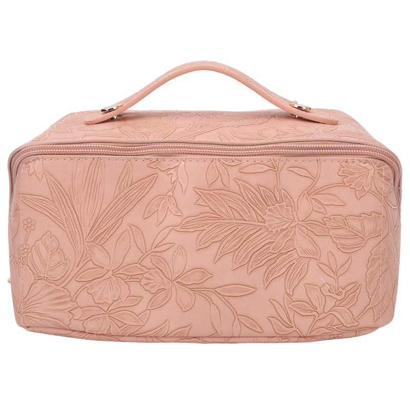 Make Up Cosmetic Bag PU Leather 180 Degree Opening Large