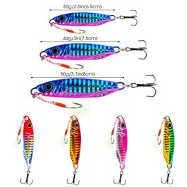 Sinking Fishing Lures, LULUWA 5pcs 30g/40g/50g Hard Metal Sea Spinner Fish Bait in Saltwater or Freshwater for Tuna Salmon Grouper & Jigging Lure (6.5cm-30g-5pcs)