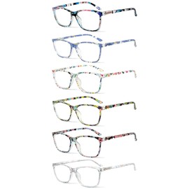 SIGVAN Ladies Reading Glasses Blue Light Blocking Spring Hinge Fashion Pattern Print Eyeglasses for Women (Mix Colors 2, 2.00, x)