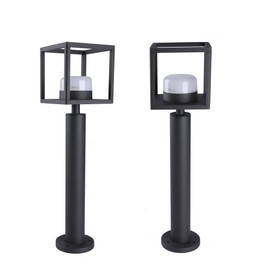 Inowel Outdoor Pathway Light 24 in LED Modern Bollard Light Wired Waterproof Garden Landscape Lighting Round Mount GX53 Aluminum Floor Lamp for Walkway Patio Yard Lawn 6.5W 650Lm 3000K