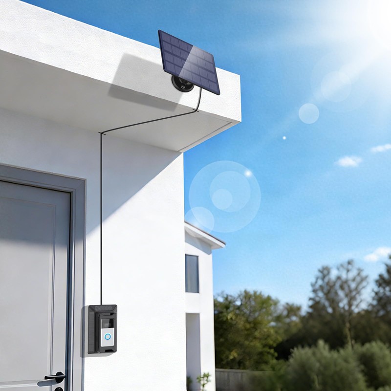 Solar Charger for Ring Doorbell, 2-in-1 Doorbell Mount with 6W