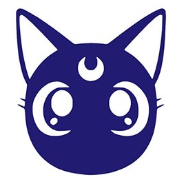 Moon Luna Cat Vinyl Sticker Decals (Pack of 2) for Car Bumper Window Laptop Tablet Phone (2" x 1.8", Purple)