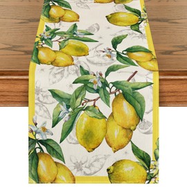 Artoid Mode Lemon Summer Table Runner, Seasonal Spring Kitchen Dining Table, Washable Decoration, Indoor, Holiday, Party Decor, 40 x 100 cm