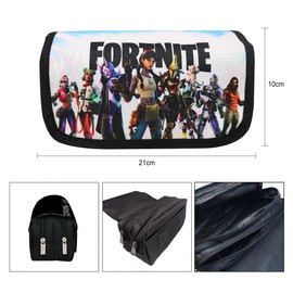 Doyomtoy Game Theme Double Zip Canvas Pencil Case, Large Capacity Stationery Pouch Pens Case Pencil Case Girls Teenagers for School and Office Wear, dark purple, Game theme