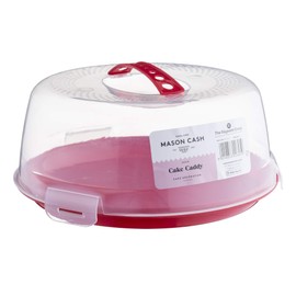 Mason Cash Round Cake Caddy with Lid and Carry Handle, 24 cm, Red