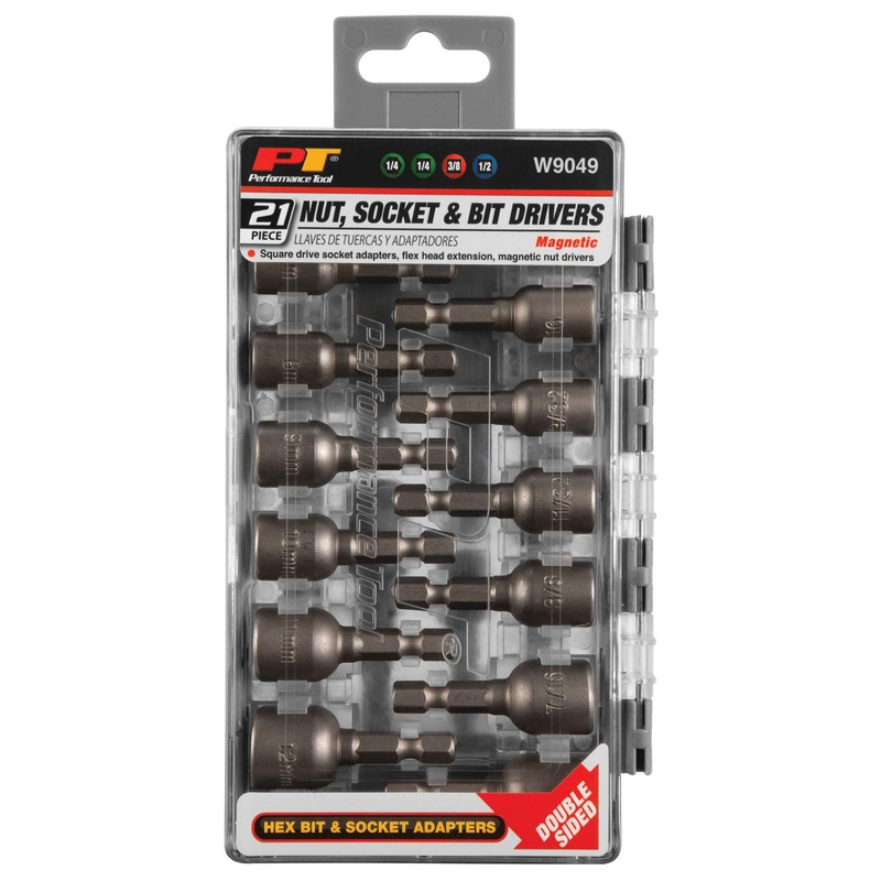 Performance Tool W9049 Magnetic Hex Nut Driver Master Kit, Cr-V
