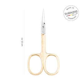 TITANIA Solingen Cuticle Scissors with Thin Tip (Gold-Plated, 9.5 cm) • Solingen Cuticle Scissors • Professional Cuticle Scissors Made of Carbon Steel • Made in Germany