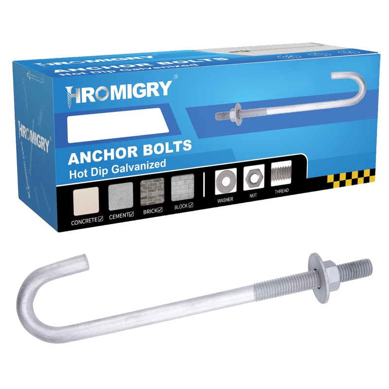 HROMIGRY 5/8” x 12” J Bolt Anchors (10 Pack) for