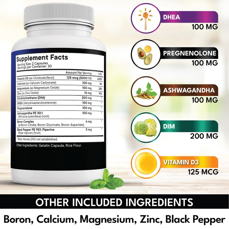 NEW AGE DHEA Supplement - Pregnenolone for Men & Women