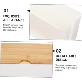 CIYODO Cable Management Box Bamboo Lid Cord Organizer for Desk Cord Hider Box