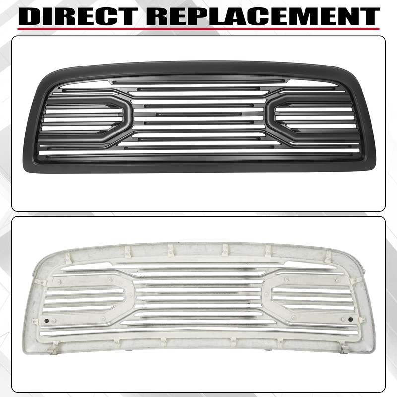 HECASA Grille w/Replacement Shell Packaged Compatible with 2009-2012 Dodge Ram