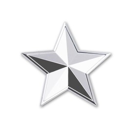 Winluu 1Pc Star Stickers Car Stickers Metal Stars Stickers Car Decals Star Sticker Car Emblem 1.5"" Large Star Stickers for Cars Truck Bumper Stickers (Chrome Sliver)