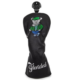 Golf Club Headcover Driver Fairway Wood Utility Hybrid Headcover with Number Tag Golf Headcover PU Leather Fashion Bear Embroidery Black (1 Wood Cover)
