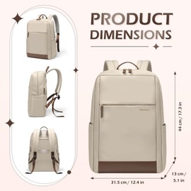 GOLF QUALITY Laptop Backpack for Women - Business Travel Anti Theft Laptop Bag Backpack Water Resistant College Computer Backpacks for Men Women Fits 14Inch Notebook (Apricot)