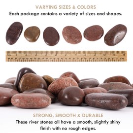 5 lbs Approx. 25 River Rocks Pebbles for Plants Natural Decorative Polished Stones for Planters Succulent Rocks Aquarium Gravel (2-3 Inches)