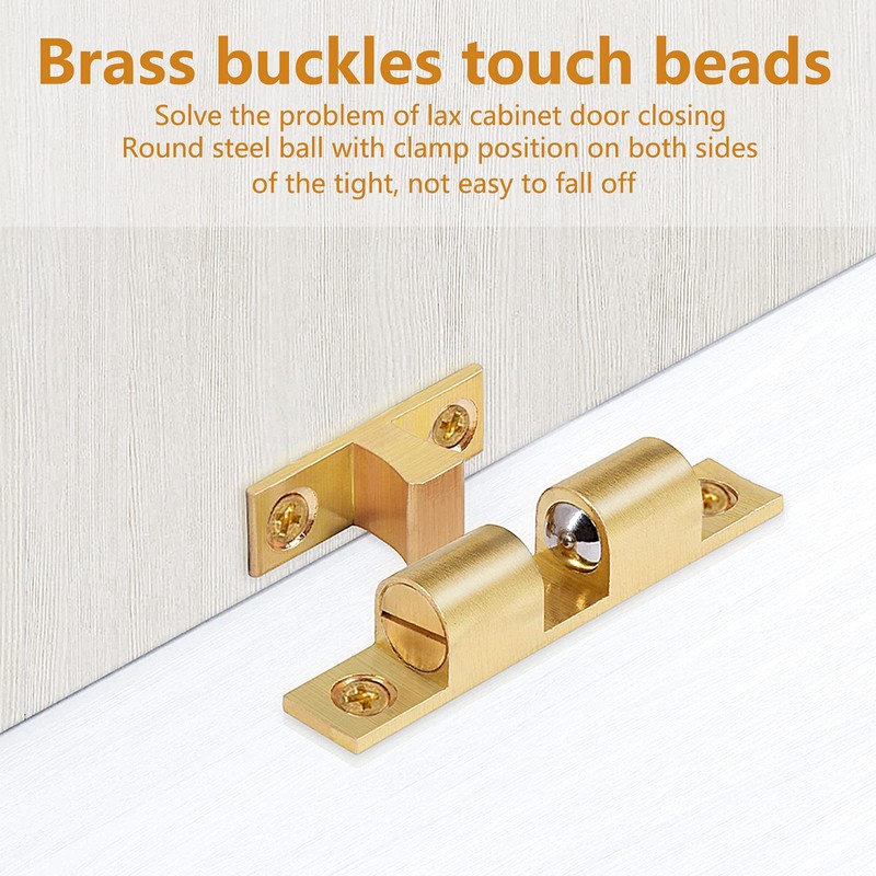 Uenhoy 10 Pcs Solid Brass Cabinet Door Catch, Dual Ball