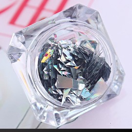 Aurora Laser Silver Glitter Flakes Irregular Chunky Glitter for Nails Accessories Chunky Glitter Nail Charms Sequins Nail Charms for Nail Design Sequins Nail Glitter Nail Sequins Nail Art Charms