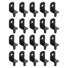 sourcing map 20Pcs Shelf Support Pegs, 5mm L-Shaped Bracket with Hole, Metal Support Pegs Holder for Kitchen Cabinet Bookcase (Black)