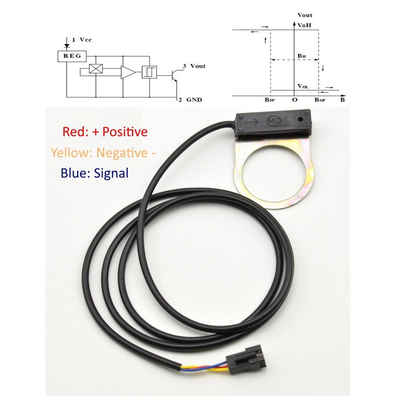 JZK Electric Bike Pedal Assist Sensor - 3 Pin, 12