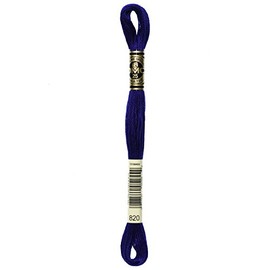 DMC Embroidery Thread 8m - Assorted Colours, Cotton, Colour 820, 8.7-Yards (8 m)