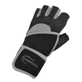 Lumintrail Half Finger Sports Exercise Gloves Anti-Slip Gel Padding Wrist Wrap Mens Womens Breathable Lycra Washable Weight Lifting Fitness Cycling (Gray, Large)