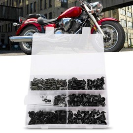 Motorcycle Fairing Screws Set, 198 Pieces M5 M6 Motorcycle Windshield Screw Set with Aluminum Fasteners, Fairing Screw Nut Clips Set (BLACK)
