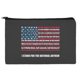 I Stand USA National Anthem Star-Spangled Banner American Flag Patriotic Pencil Pen Organizer Zipper Pouch Case