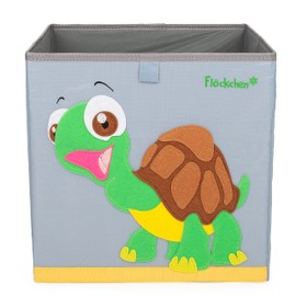 Flöckchen Children's Storage Box, Premium Toy Box for Children's Room, Toy Box (33 x 33 x 33) Brings Order to the Kallax Shelf, Children's Motif (Sophie the Turtle Grey)