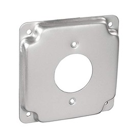 NA Industries 4" Finished Square Cover, Raised 1/2", 20A Receptacle, 1.62" Diameter, Gray, Steel, Powder Coated, UL Listed