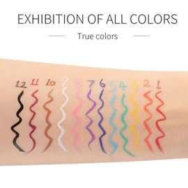 Juego de delineadores líquidos mate de 12 colores, lápiz delineador de ojos neón colorido arcoíris, resistente al agua, delineador de ojos mate de lar