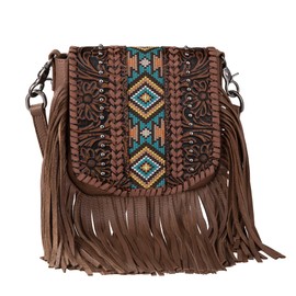 Montana West Western Small Purses for Women Crossbody Bag Fringe Purse Leather Women's Shoulder Handbags Tooled Aztec