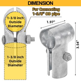 Acshio Set of 6 End Rail Clamps, 1-3/8" x 1-3/8" T Clamps Chain Link Fence Parts, Galvanized Steel End Clamp T Pipe Clamp Connector for 1-3/8" OD Pipe, Bolts Nuts Included
