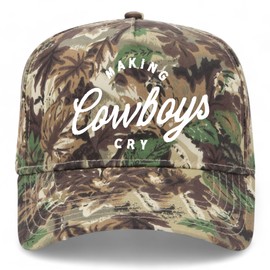 Making Cowboys Cry Arch Vintage Trucker Hat | Premium Snapback Hat for Men & Women (US, Alpha, One Size, Woodland Camo)