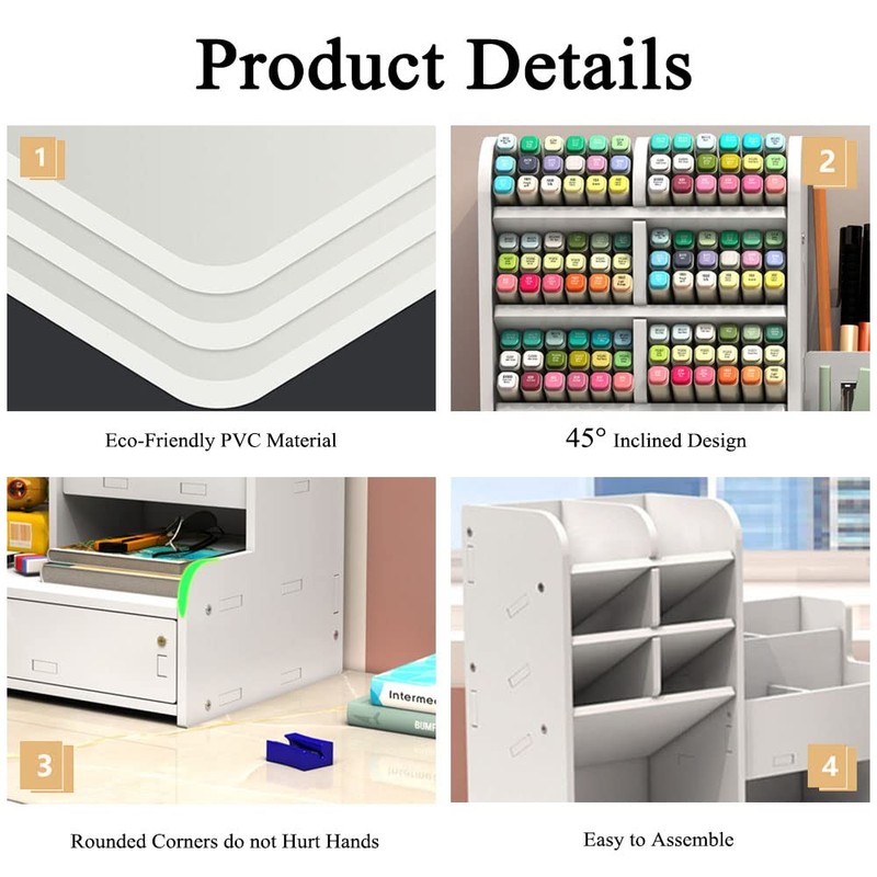 Hggzeg Desk Organiser with Drawer, Multi-Purpose Pen Holder, Stationery Desk