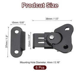 sourcing map 6Pcs Butterfly Twist Latch, 1.97 Inch Alloy Spring Loaded Twist Latch Keeper Toggle Clamp Butterfly Draw Latch for Case Box Suitcases Wooden Box, Black