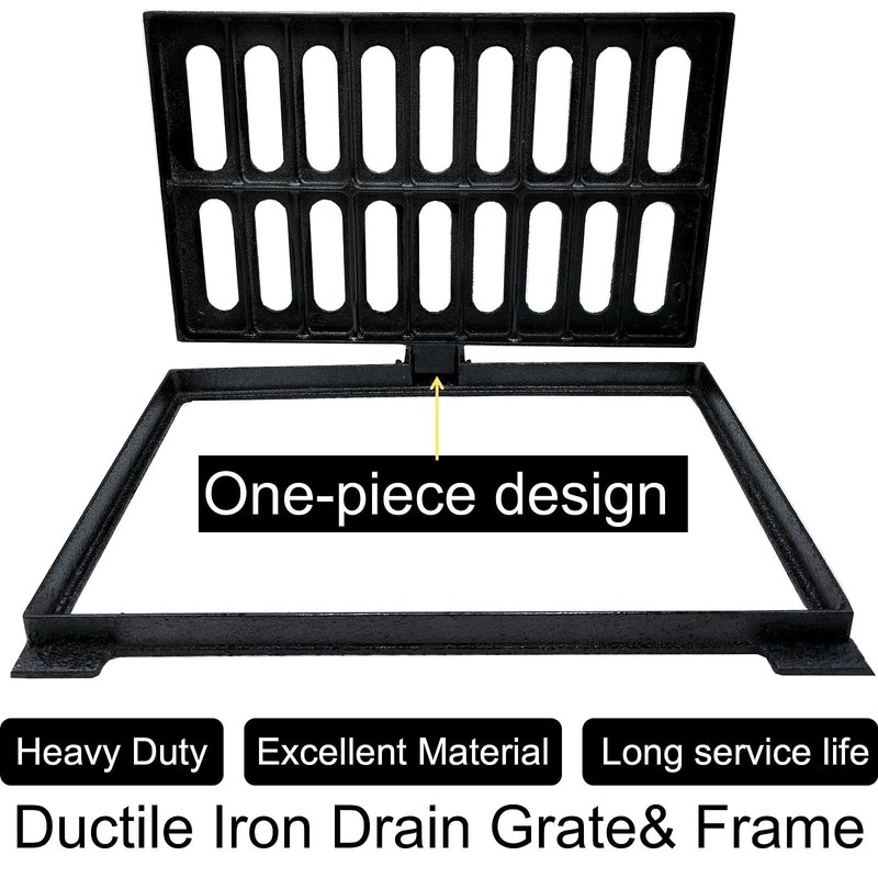 MASSLUNT Cast Iron Drain Grate and Frame 20x12 in, B-Class