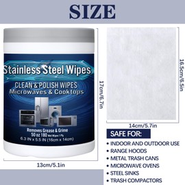 Timgle Stainless Steel Wipes 180 Count (2 Pack) Cleaner and Polish Wipes Removes Fingerprints Water Marks and Grease from Appliances Oven Refrigerator Dishwasher Microwave Sink Hood and Grill