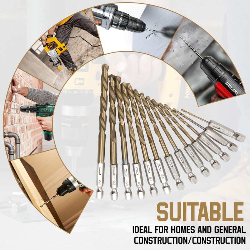 26 Piece Titanium Drill Bit Set, hex Shank high Speed