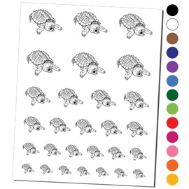 Alligator Snapping Turtle Temporary Tattoo Water Resistant Fake Body Art Set Collection - Black (One Sheet)