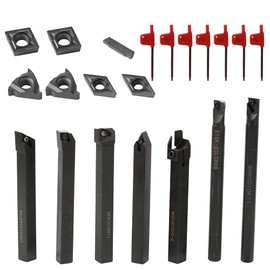 Weytoll Lathe Set, 21 Pieces Lathe Tools, Lathe Accessories, 12/10 mm Drill Rod, Shaft Lathe, Lathe Tool Holder with Carbide Indexable Inserts, Turning Steel Carbide Inserts