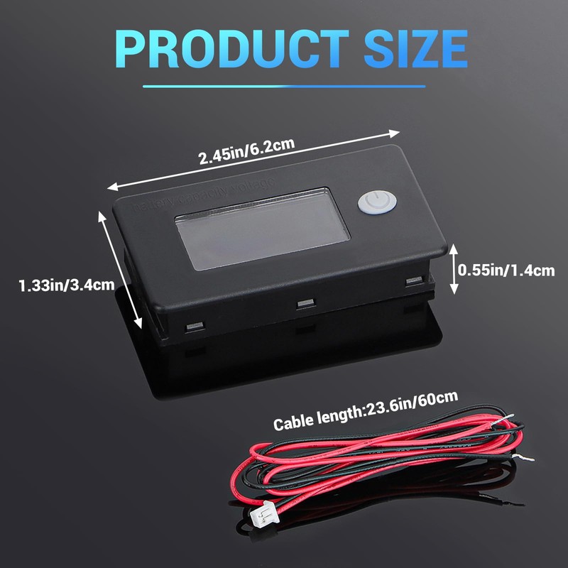 Drok 48 Volt Battery Meter, 10-100v Golf Cart Battery Meter