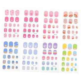 Ipetboom 8 Sheets Press Nails for False Nail Art Stickers Cute Cartoon Designs Safe Material for for Little and Teens